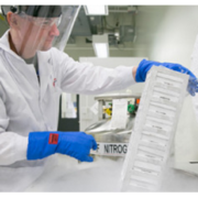 Scientist in biotech lab working