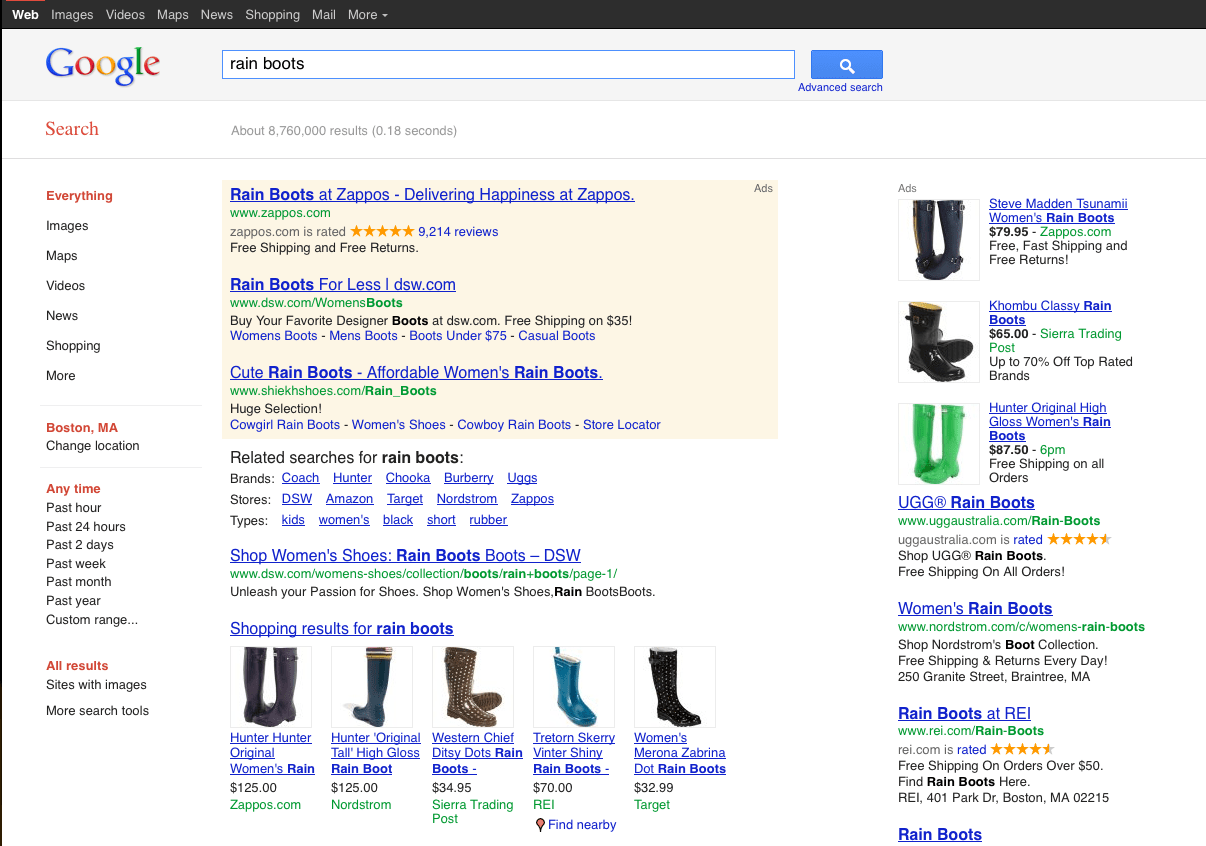 Google rainboots search