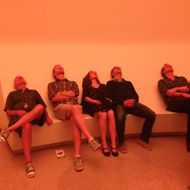People experiencing James Turrell&squot;s "Light" exhibit