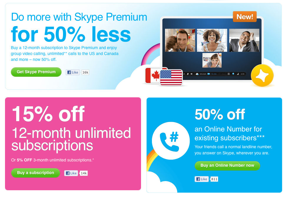 Skype call-to-action