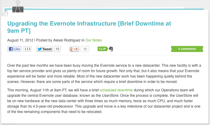 Evernote blog notes