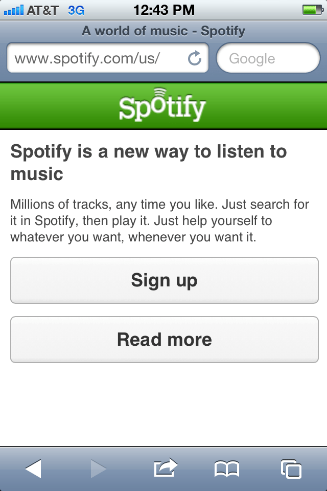 Spotify mobile screen shot