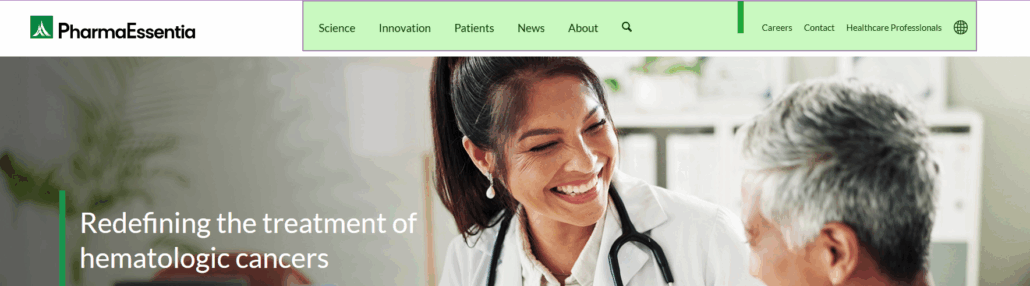 Simple Navigation Menu Example for Biotech Web Design