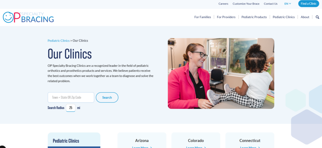 Clinic finder page allowing users to search for a OPSB clinic near them.