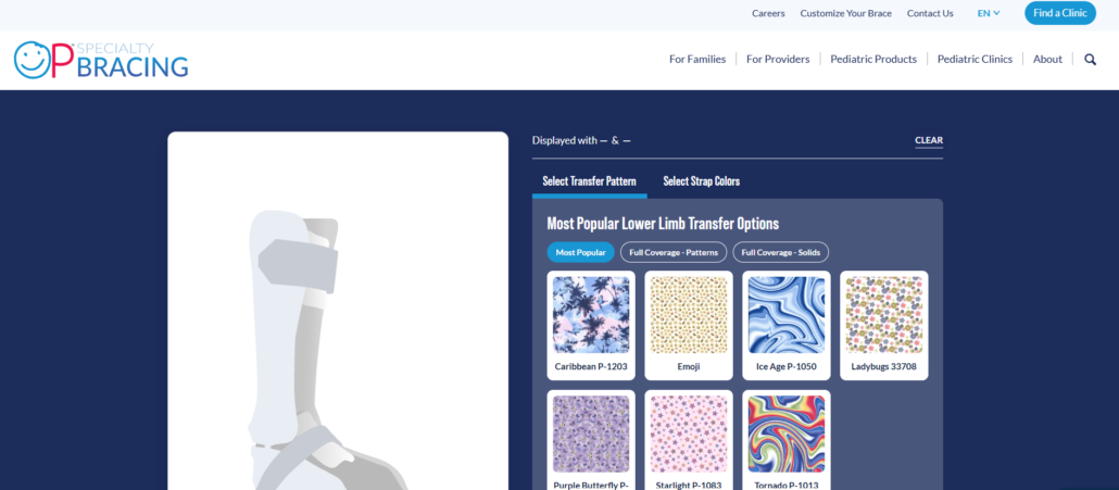 Brace customizer image from the OPSB website.