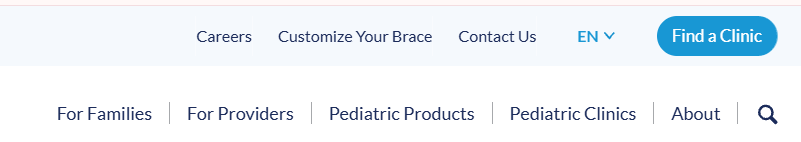 Screenshot showing the organization of the menu for the OPSB website and how we went with a user focused strategy based on their persona while also keeping other important nav items available like browsing products, clinics, and general company information.